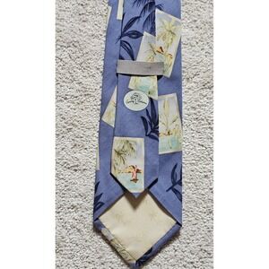 Tommy Bahama‎ Mens Silk Beach Scene Tie Blue Palm Tree Vacation Summer Necktie